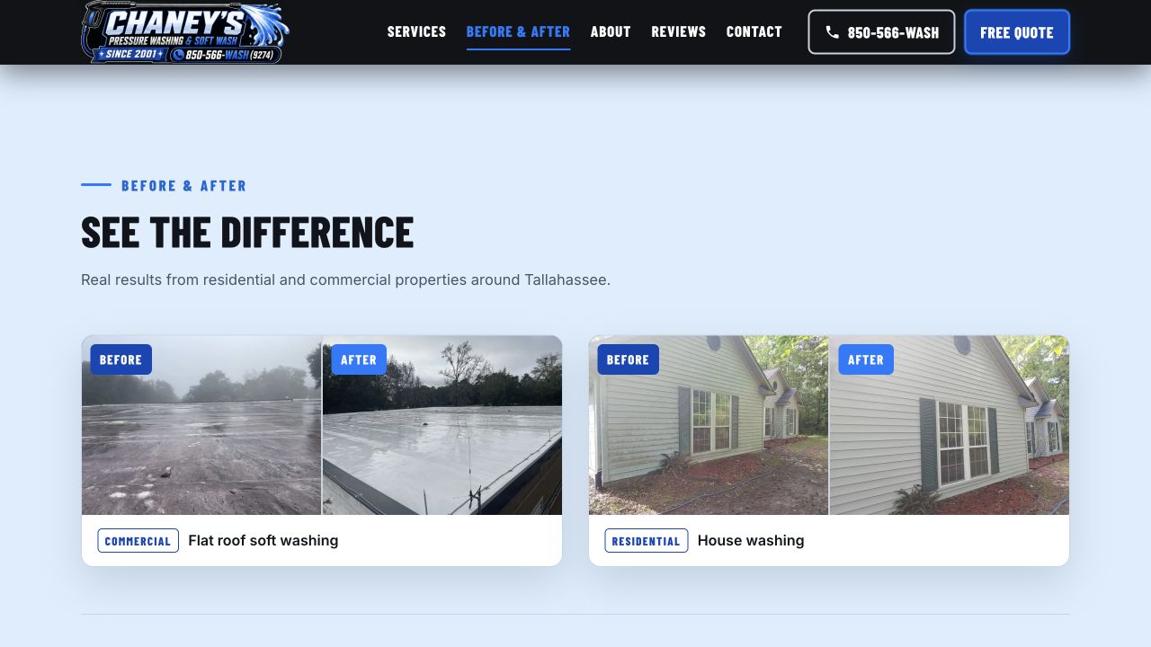The Chaney’s website gallery showing real before-and-after cleaning photos