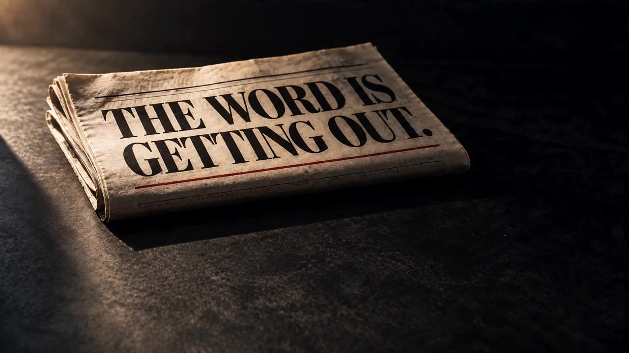 A newspaper announcing The Word Is Getting Out